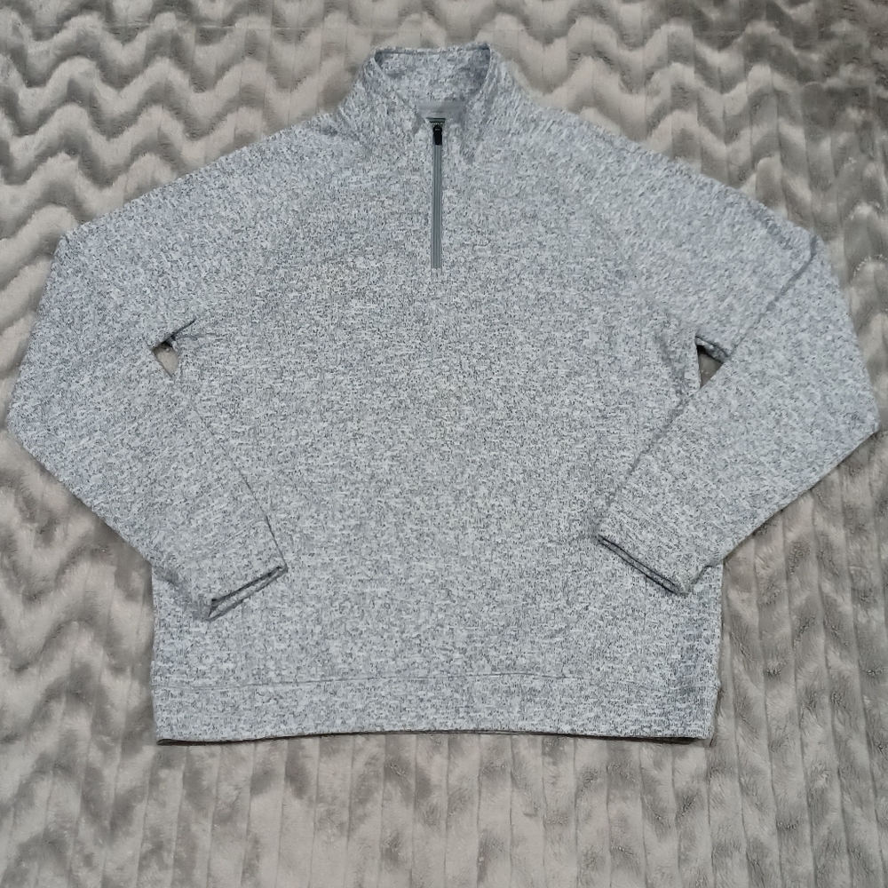 John Bartlett Consensus Mens Sz L Gray Long Sleeve Quarter Zip Pullover Sweater